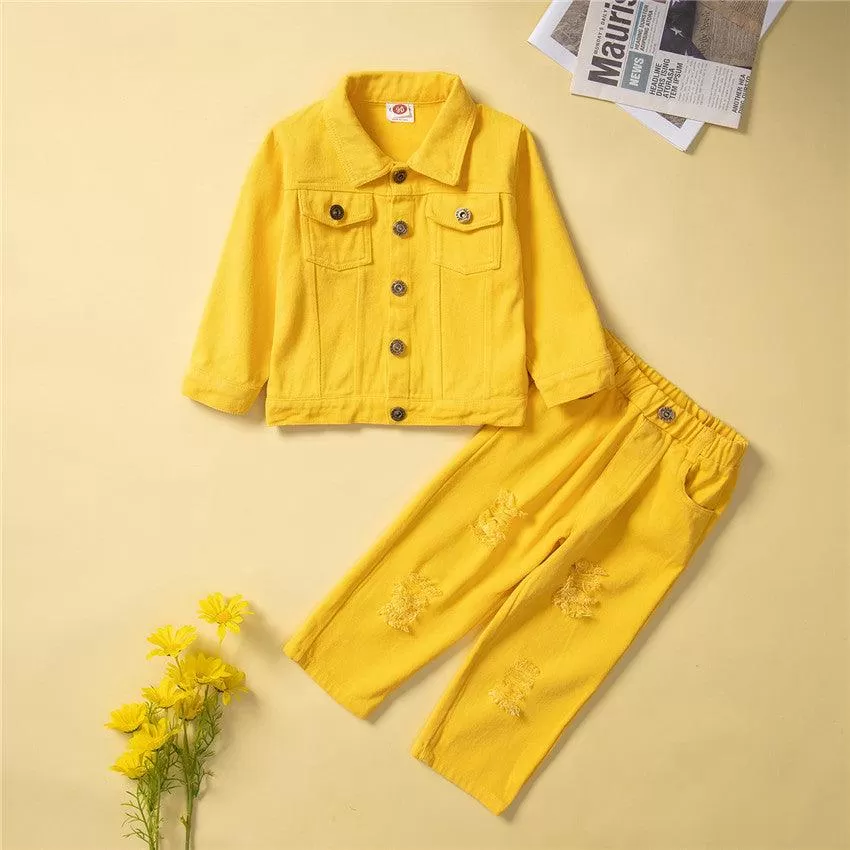 Spring and Summer New Girls' Suit Two Piece Long Sleeve Fashion Clothes for Children