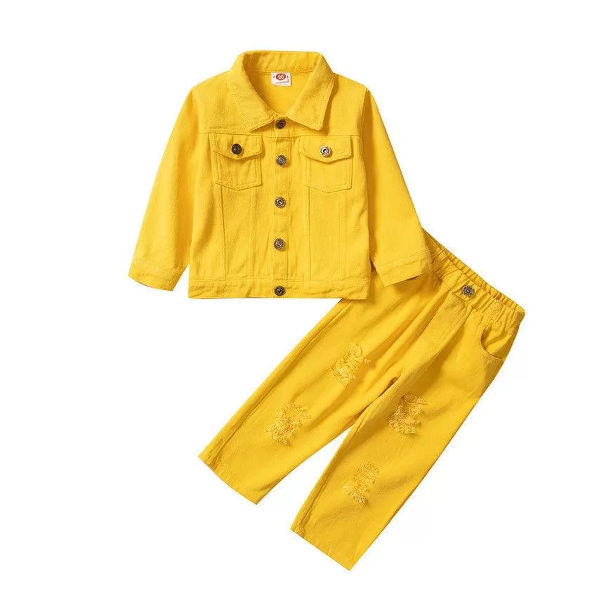 Spring and Summer New Girls' Suit Two Piece Long Sleeve Fashion Clothes for Children