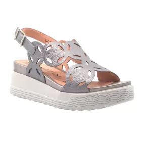 Stonefly Parky 9 women's casual sandal in laminated leather 214188 1BP metallic gray