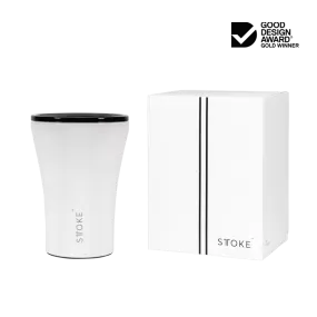 Sttoke Ceramic  Resusable Thermal Coffee Cup 12OZ White