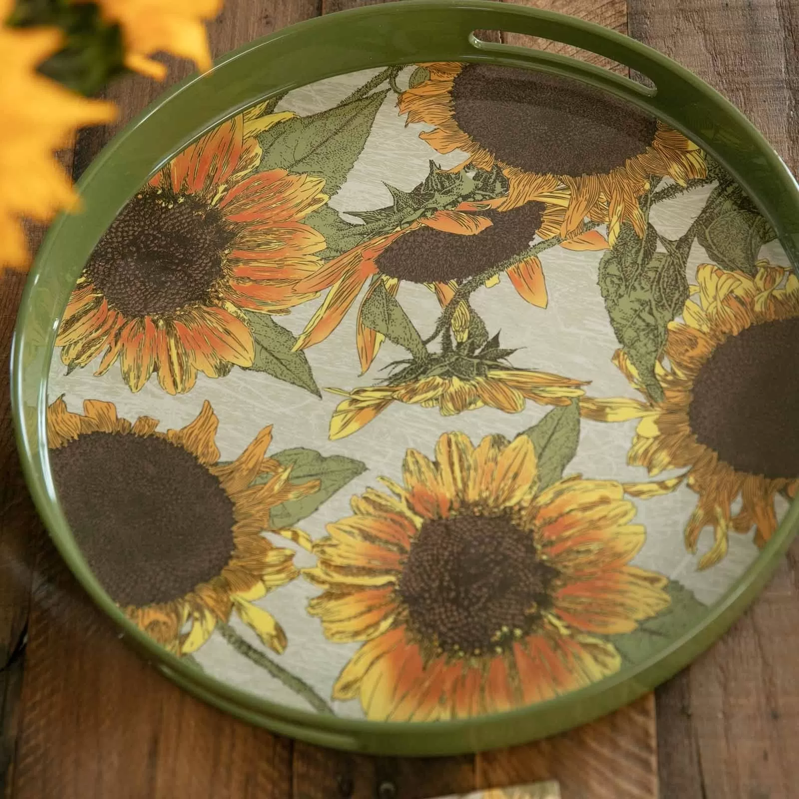 Sunflowers 15 Inch Round Tray