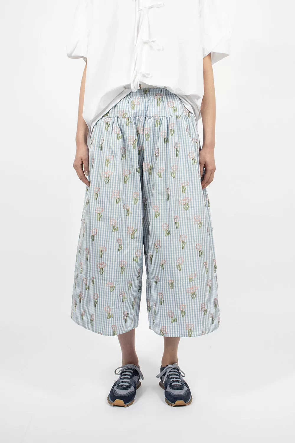 Sweet Culotte Blue Check Flower