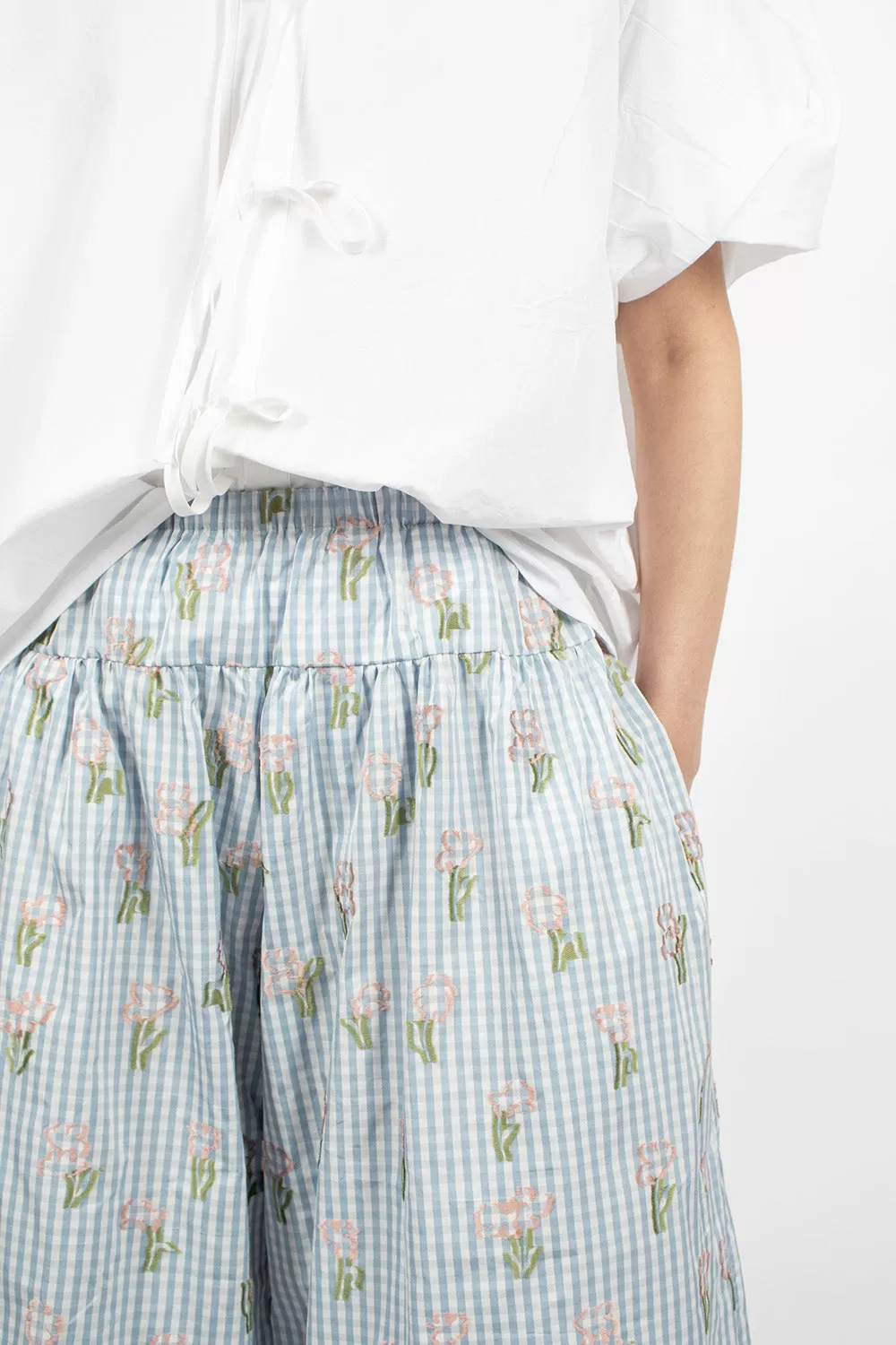 Sweet Culotte Blue Check Flower