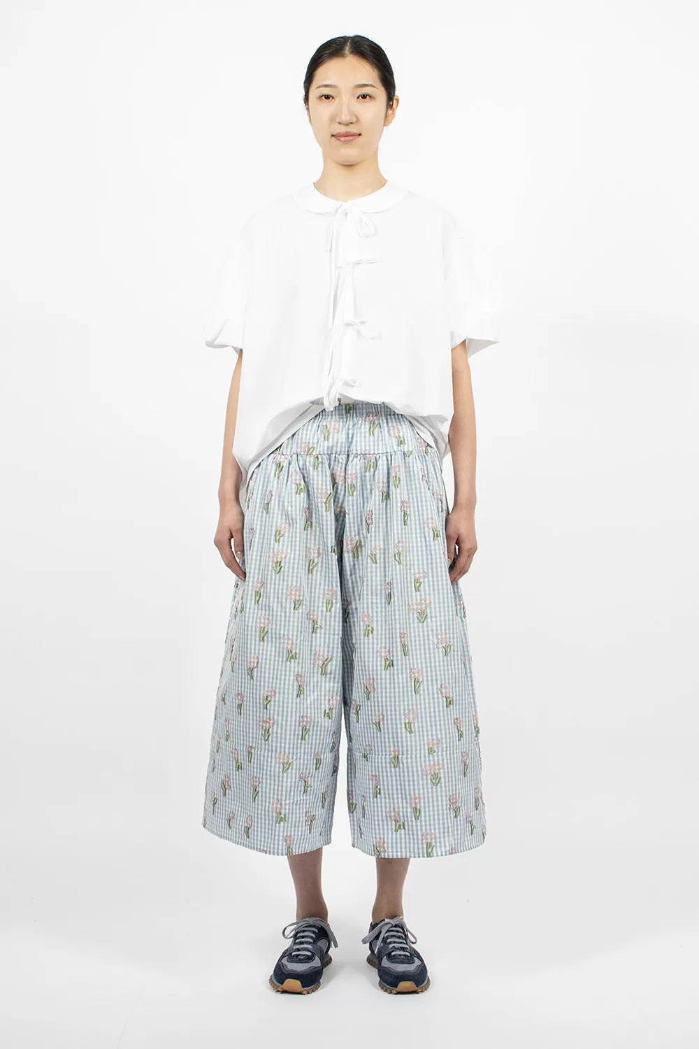 Sweet Culotte Blue Check Flower