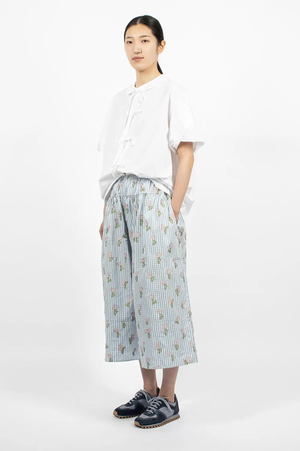 Sweet Culotte Blue Check Flower