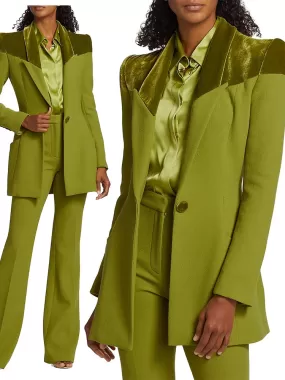 TAILOR SUITE Custom Green Women Suits Pant Set Blazer Trousers