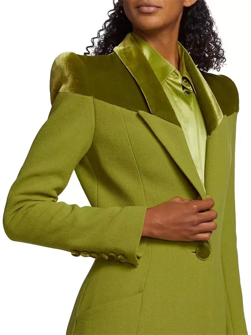 TAILOR SUITE Custom Green Women Suits Pant Set Blazer Trousers