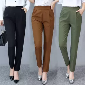 Thin Silk Ankle Length High Waist Flexible Pencil Pants