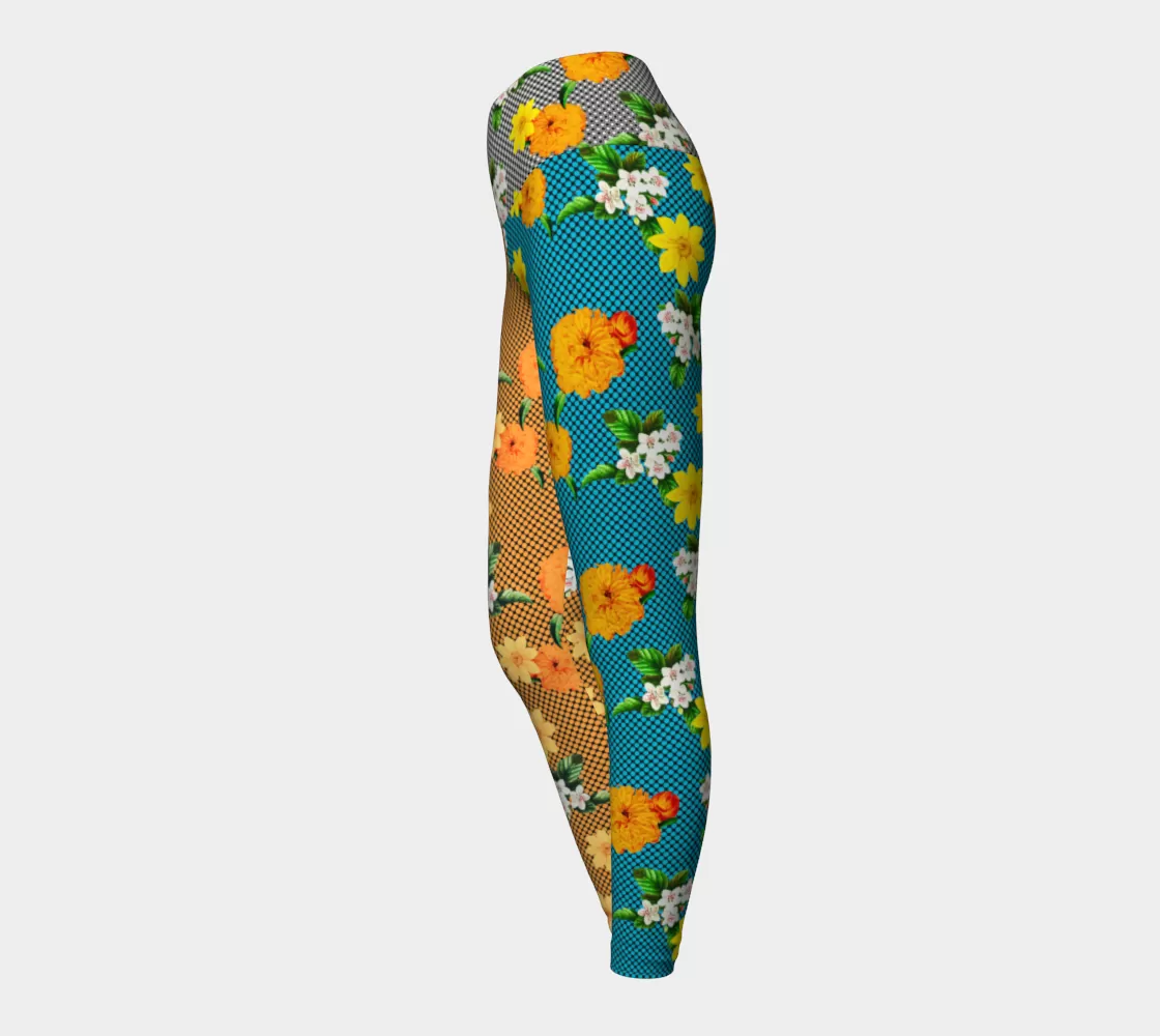 Tricolor Floral Yoga Leggings