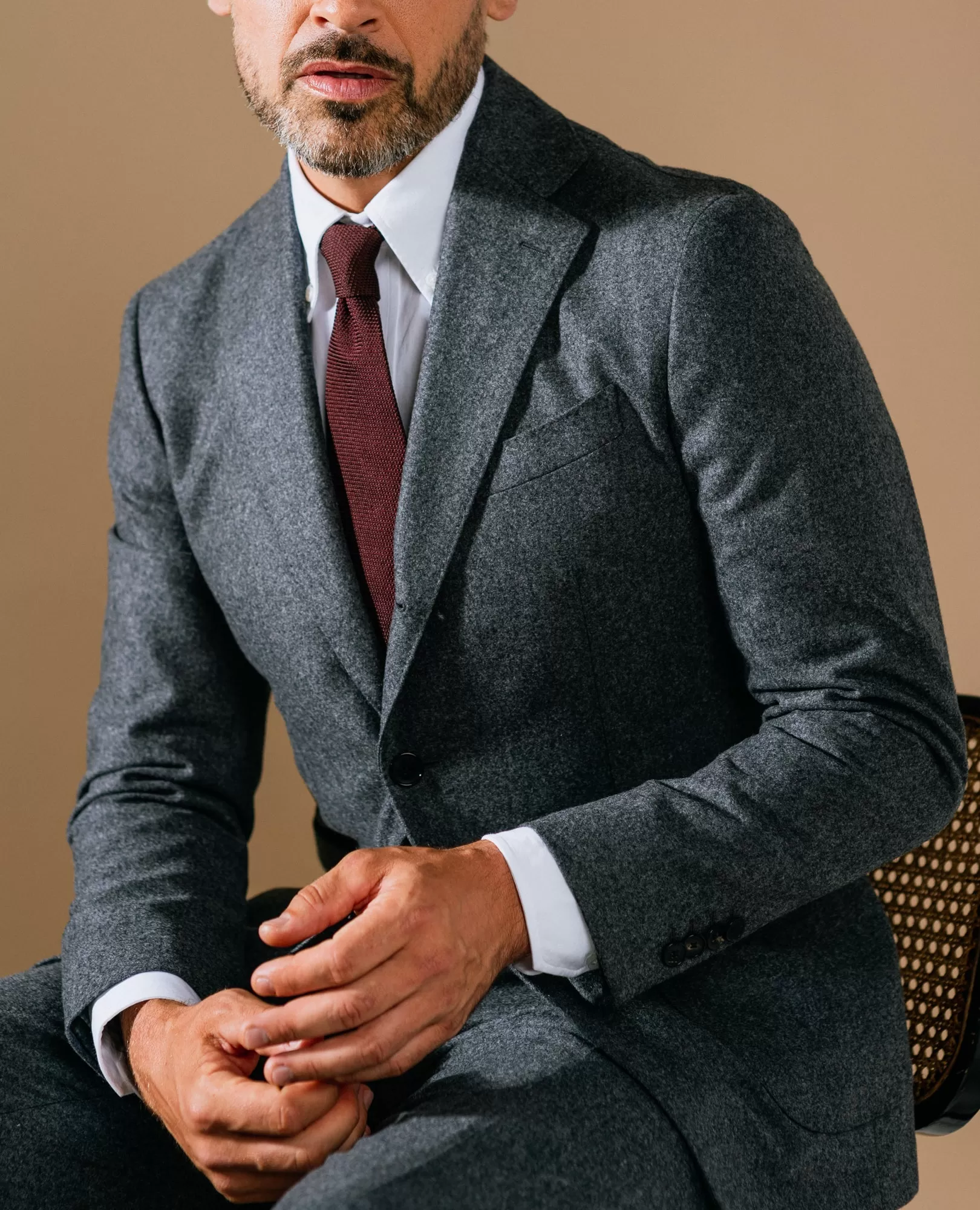 Trunk Wigmore Wool Flannel Suit Jacket: Charcoal