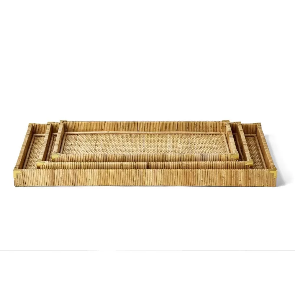 Two's Company Oversized Rectangular Rattan Tray