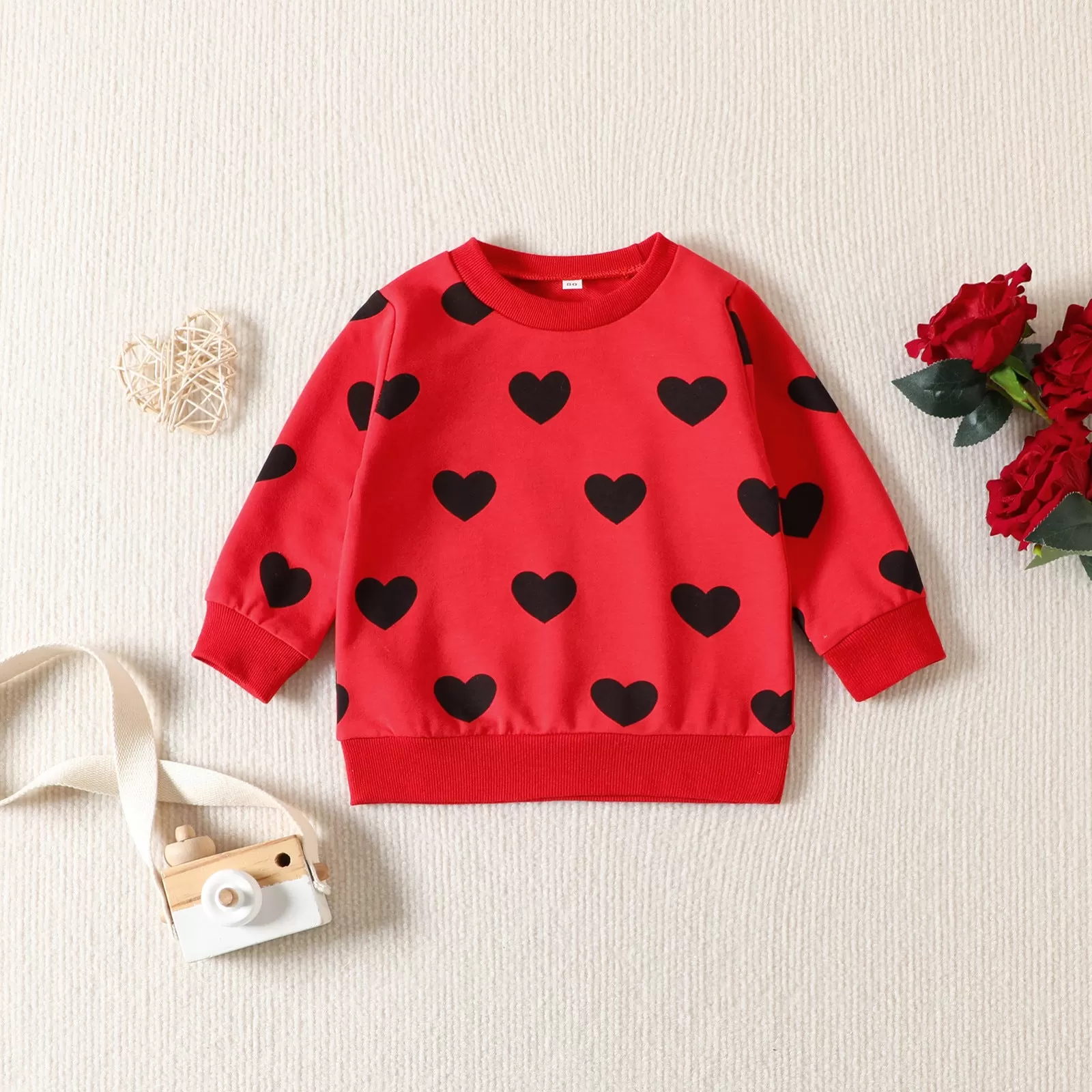 Valentine's Day 2023 Girls' Set Love Sweater Half Skirt Two Piece Set