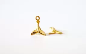 Vermeil Wholesale Dolphin Fin Tail Charm - 18k gold plated over sterling silver, gold Dolphin dorsal tail, whale tail, Beach Charms 180