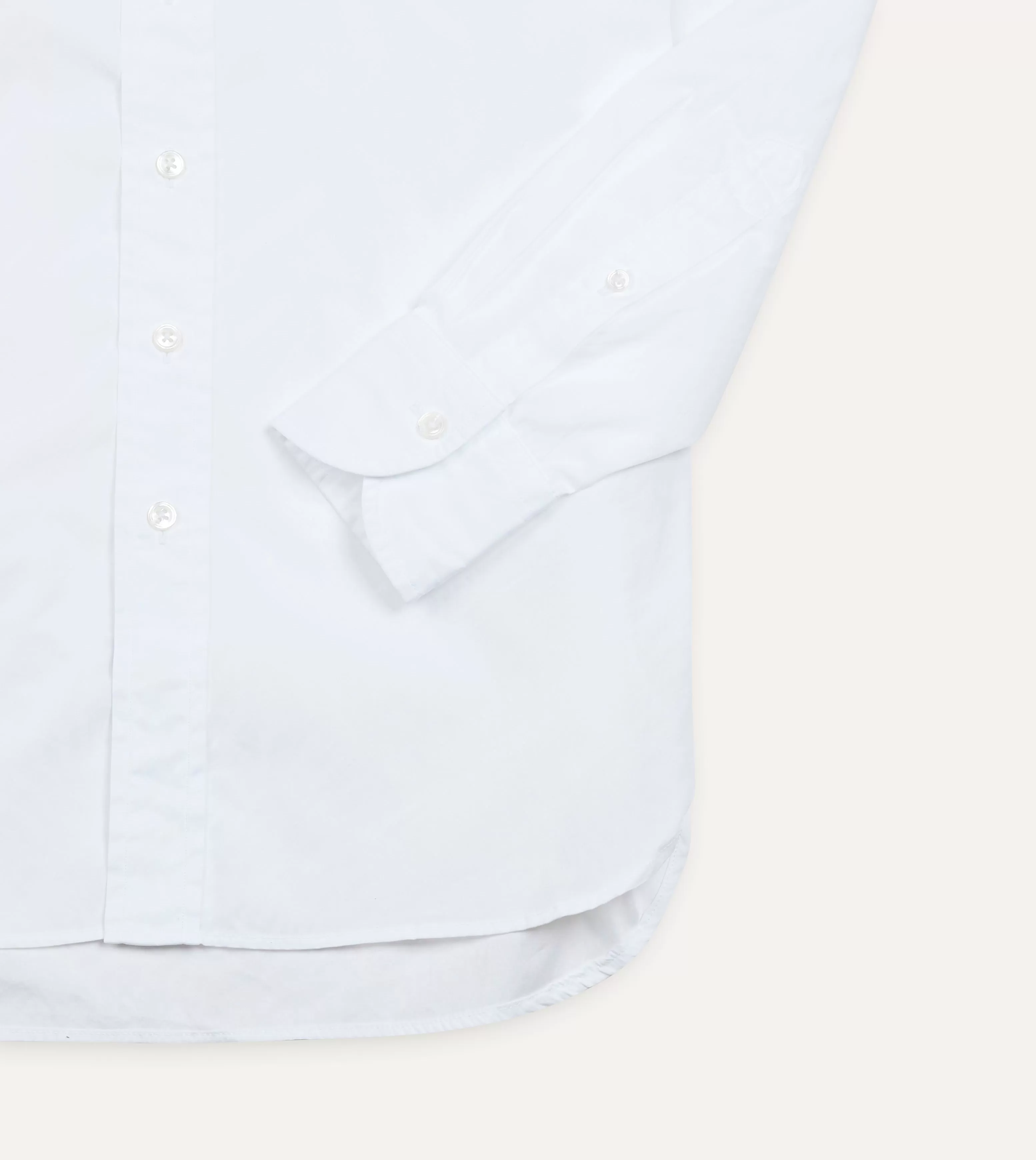 White Cotton Pocket Poplin Button-Down Shirt