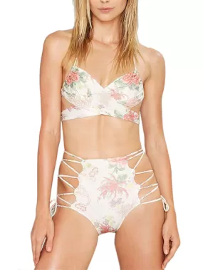 White Floral Cutout Sexy Bikini Sets