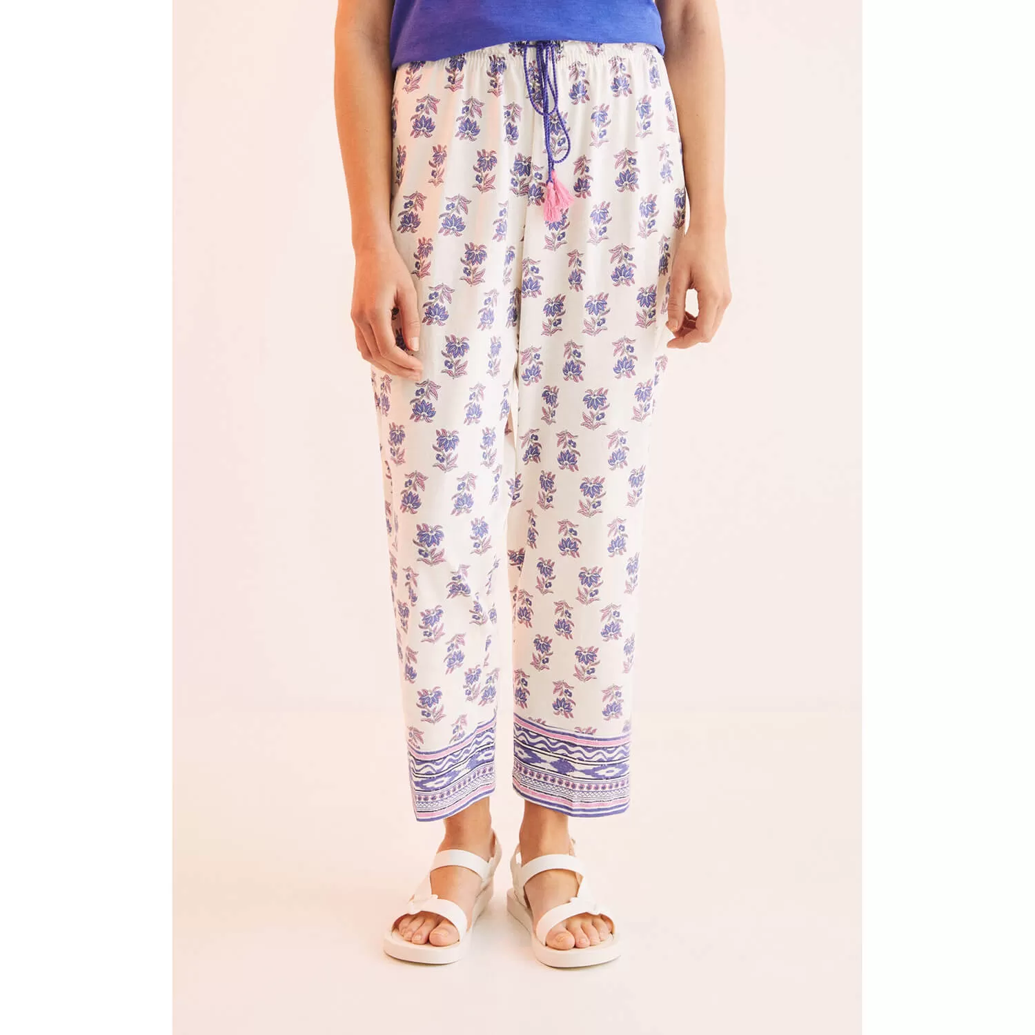 White Printed 100% Cotton Pyjama Bottoms