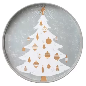 Winter White Tree 15 Inch Round Tray