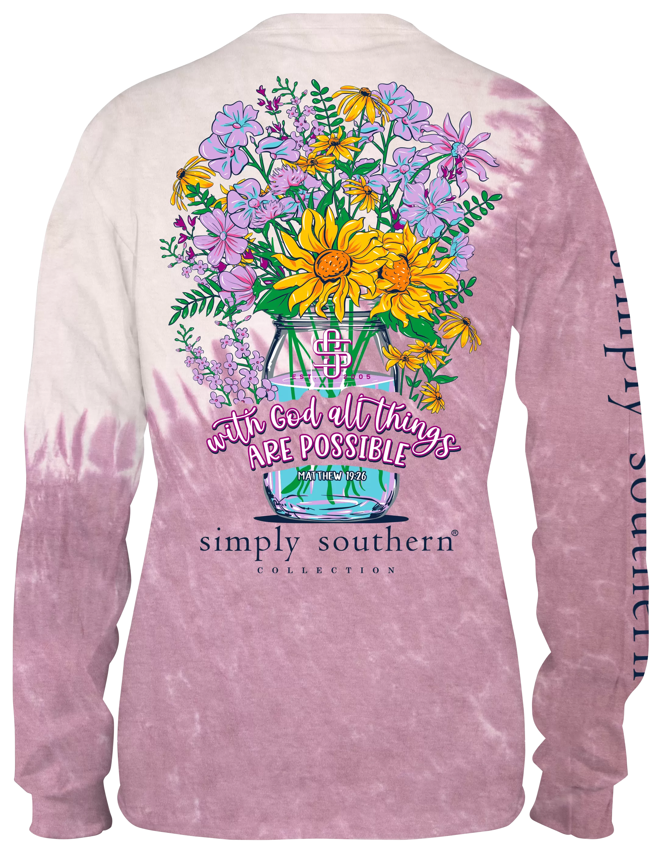 'With God All Things Are Possible' Tie Dye Long Sleeve Tee by Simply Southern