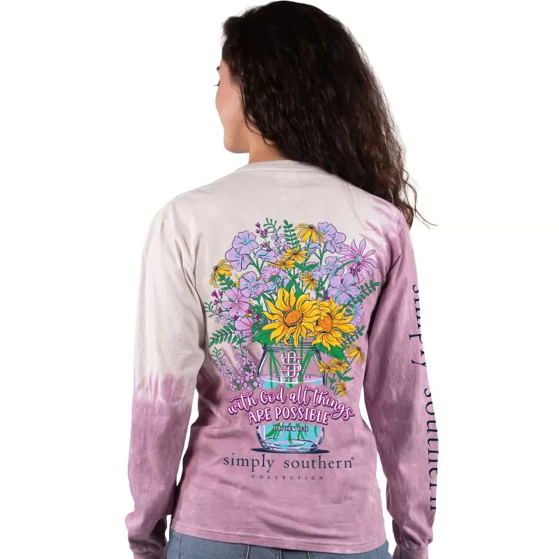 'With God All Things Are Possible' Tie Dye Long Sleeve Tee by Simply Southern