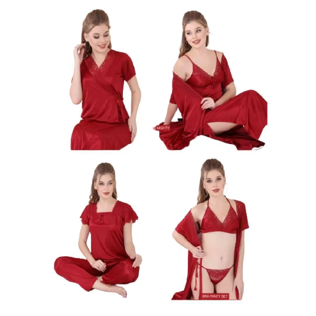 Women Nightwear 6 Pcs Bridal Nighty Set for honeymoon