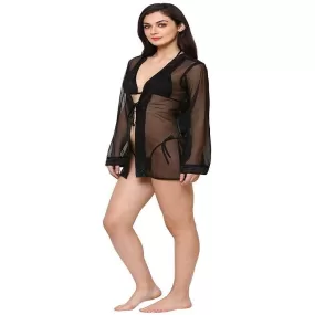 Women Sexy Nighty Babydoll Transparent Net Nightwear with G String Panty Honeymoon Sexy Nighty