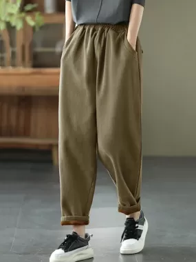 Women Thicken Pure Color Harem Pants