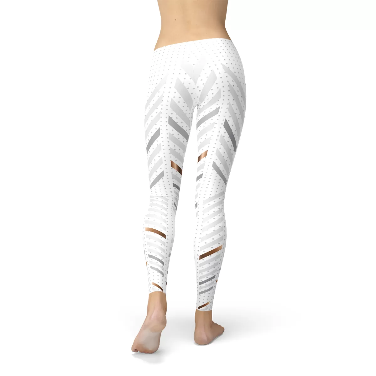 Womens White Stripes Leggings