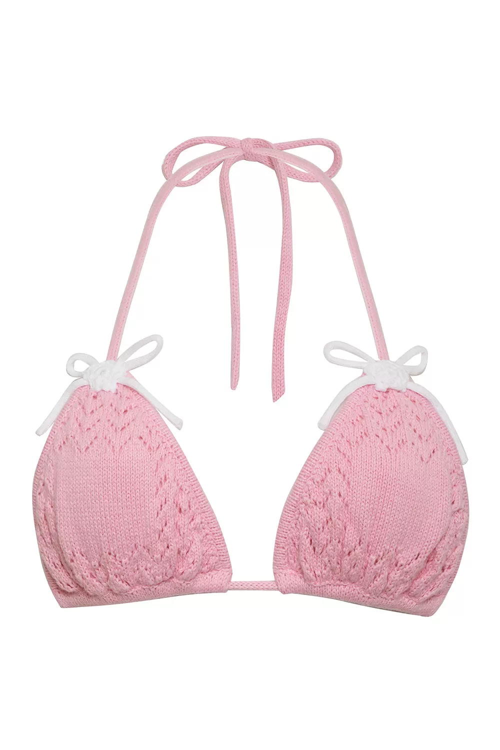 x GUIZIO Tide Crochet Triangle Bikini Top - Slipper Pink