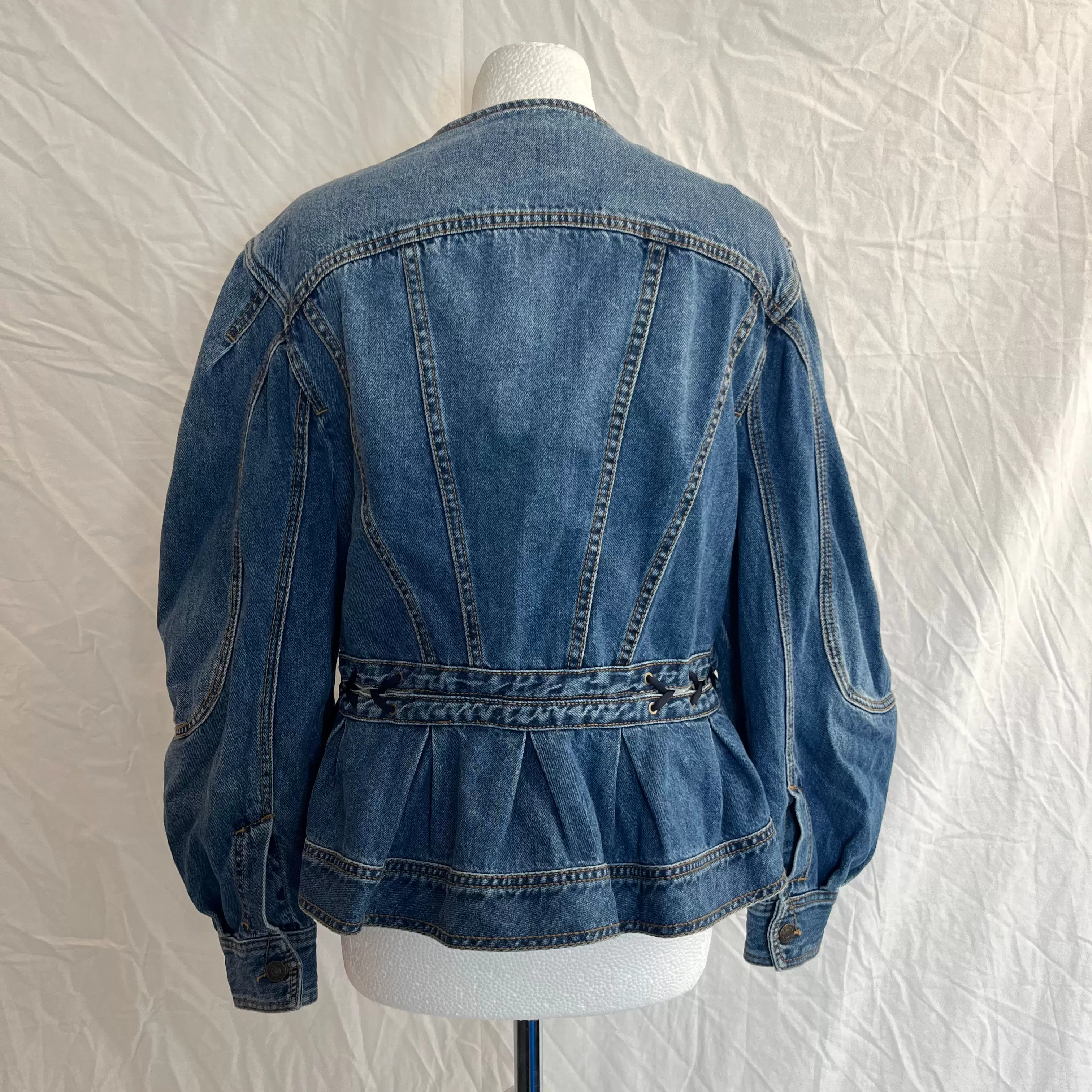 Zimmermann Blue Rhythmic Lace-up Denim Jacket L